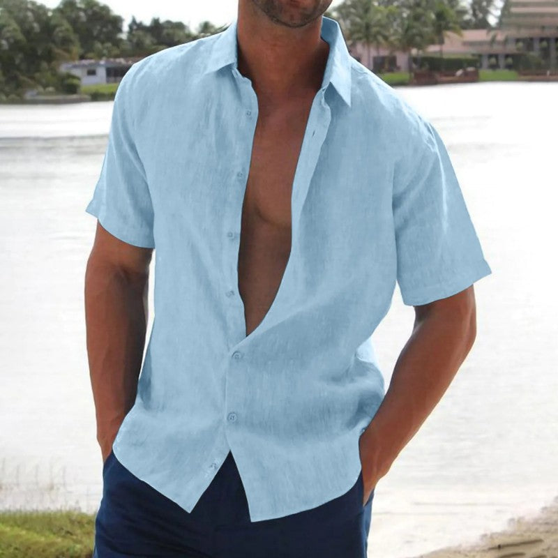 Lars | Linen Casual Men's Short Sleeve Shirt