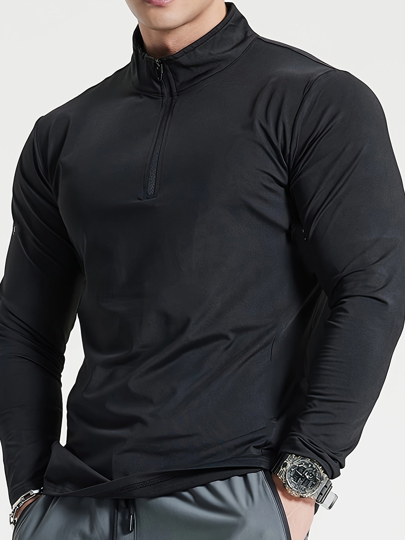 Lars | Slim-fit henley shirt with half zip and long sleeves
