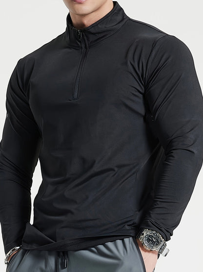 Lars | Slim-fit henley shirt with half zip and long sleeves