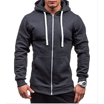 Lars | Windproof men's hoodie with zip and drawstrings in fleece