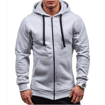 Lars | Windproof men's hoodie with zip and drawstrings in fleece