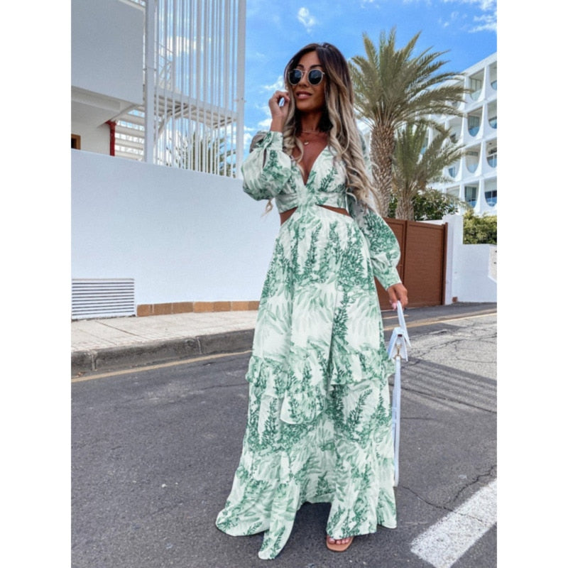 Laura | Colourful Maxi Dress with Cut-Outs