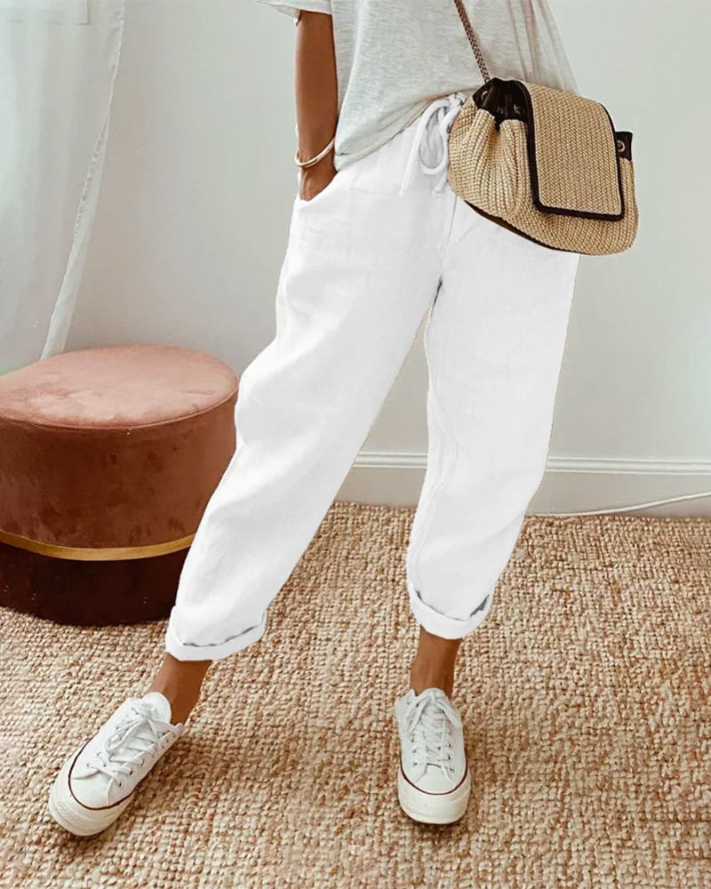 Laura | Cotton and Linen Trousers