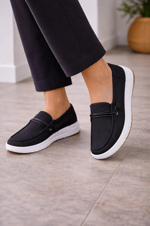 Loafers with Platform and Ribbed Texture