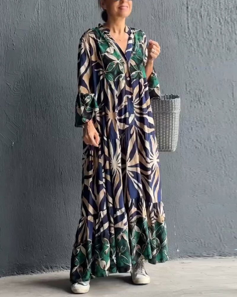 Loose fit printed holiday dress