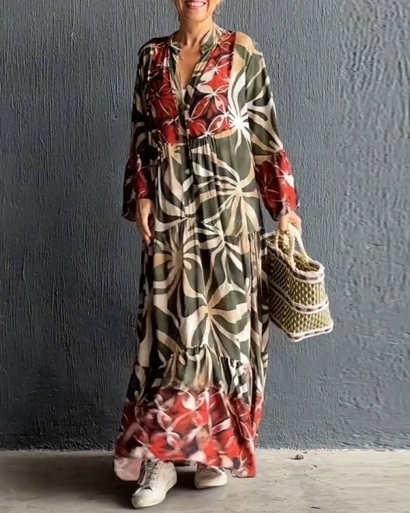 Loose fit printed holiday dress