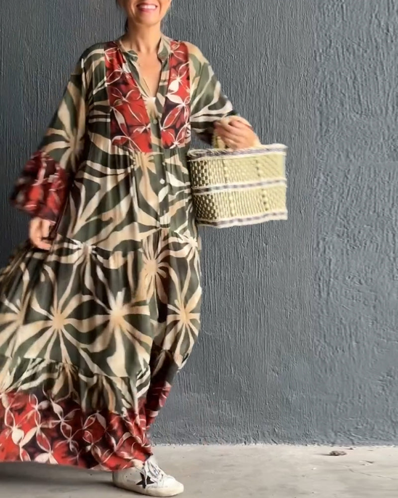 Loose fit printed holiday dress