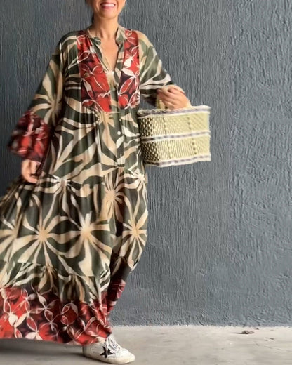 Loose fit printed holiday dress