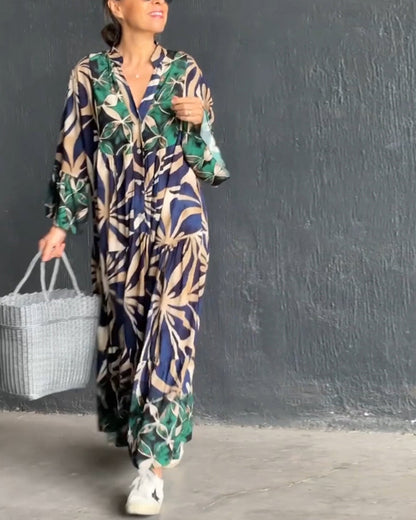 Loose fit printed holiday dress