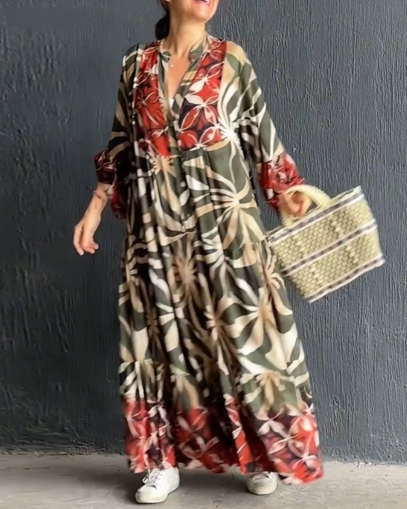 Loose fit printed holiday dress