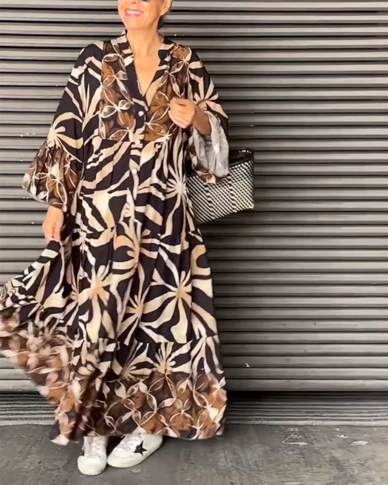 Loose fit printed holiday dress
