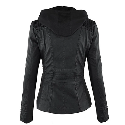 Lotte | Elegant leather women's jacket with hood