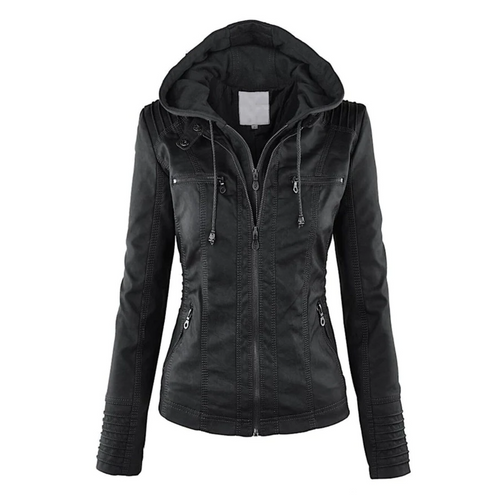 Lotte | Elegant leather women's jacket with hood