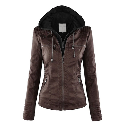 Lotte | Elegant leather women's jacket with hood