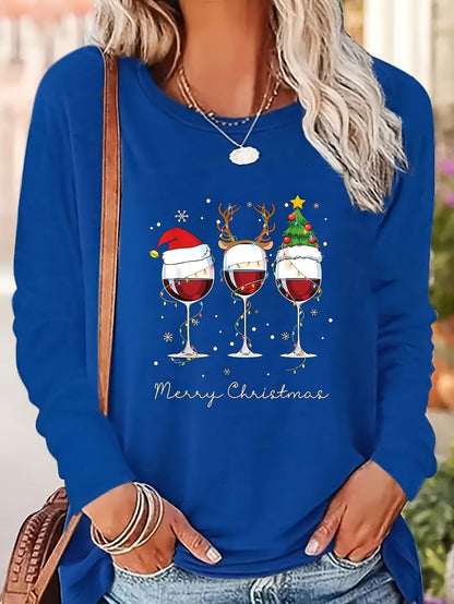 Lotte | Festive T-shirt with Christmas Print and Long Sleeves