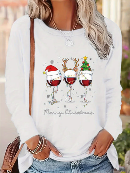 Lotte | Festive T-shirt with Christmas Print and Long Sleeves