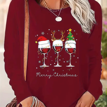 Lotte | Festive T-shirt with Christmas Print and Long Sleeves