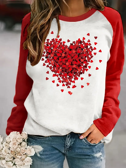 Lotte | Heart Print Sweatshirt with Round Neck