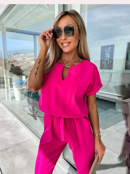 Lotte | Jumpsuit with Short Sleeves and Belt