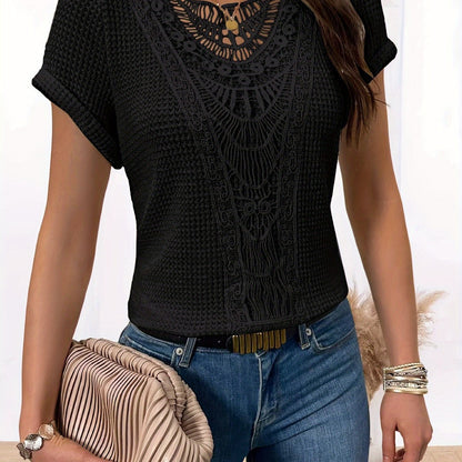 Lotte | Lace Insert T-Shirt with Round Neck