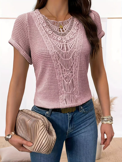 Lotte | Lace Insert T-Shirt with Round Neck