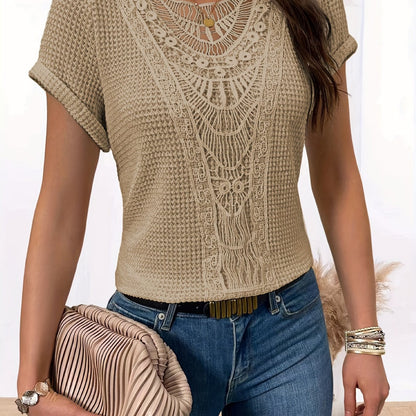 Lotte | Lace Insert T-Shirt with Round Neck