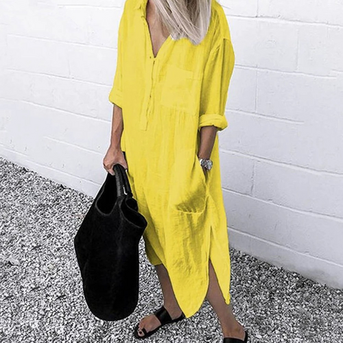 Lotte | Cotton Linen Midi Blouse Dress