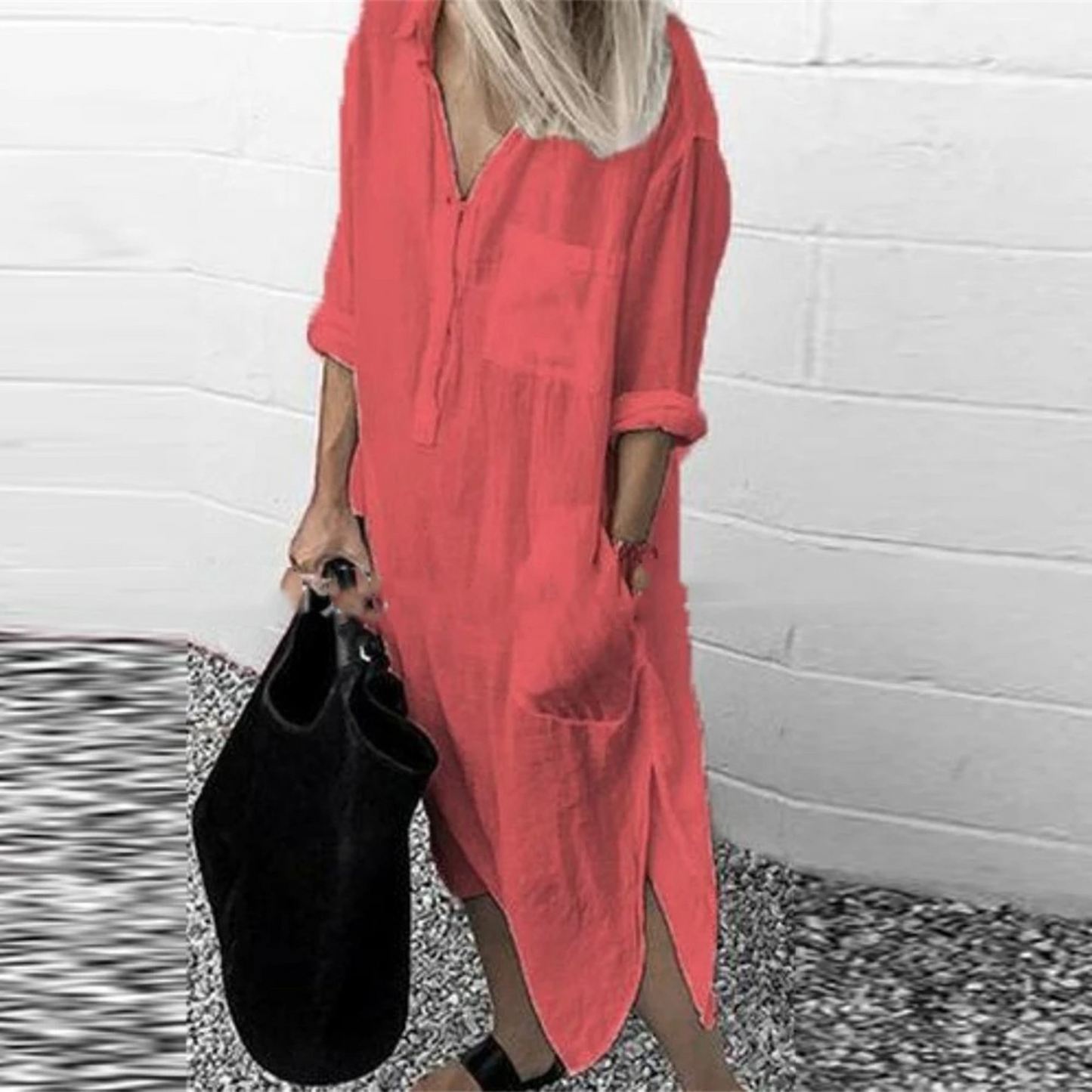 Lotte | Cotton Linen Midi Blouse Dress