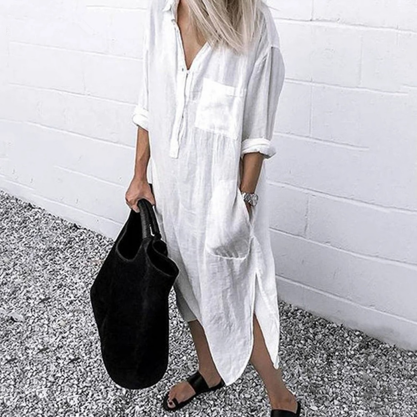 Lotte | Cotton Linen Midi Blouse Dress