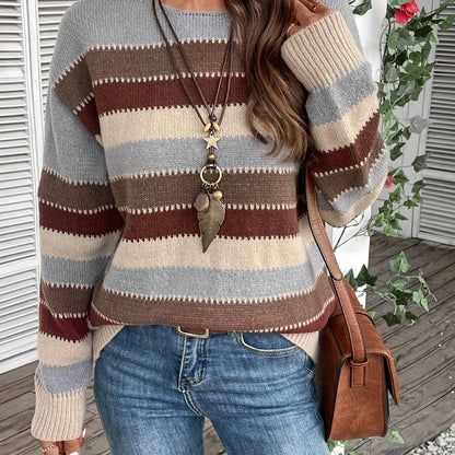 Lotte | Colourful crew neck sweater with drop shoulder and long sleeves