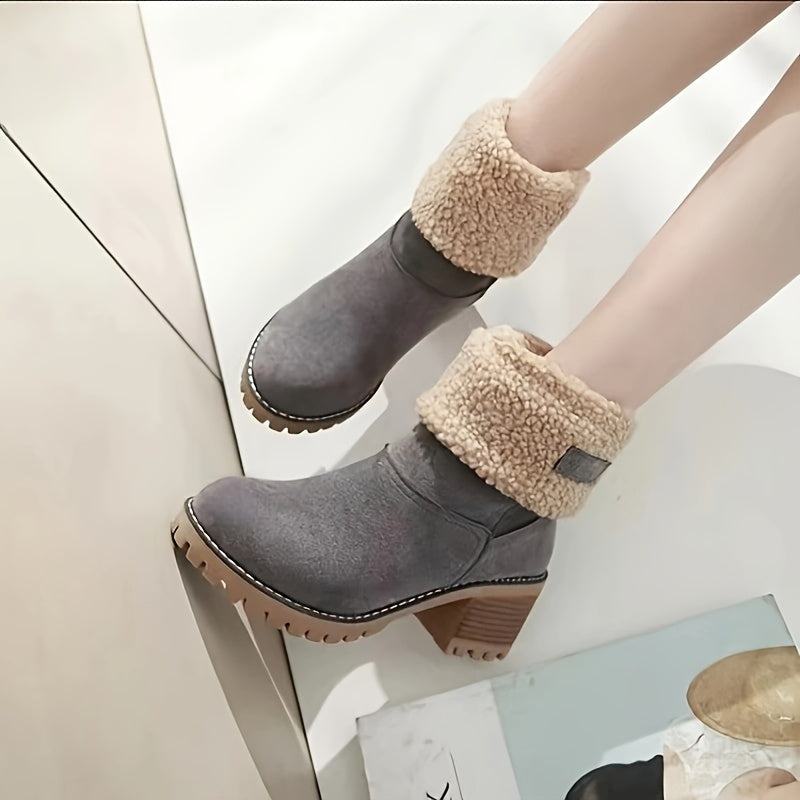 Lotte | Plush-lined ankle boots with chunky heel in solid colour