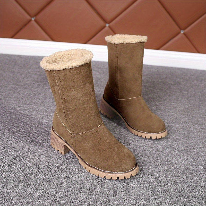 Lotte | Fluffy Ankle Boots with Thick Heel