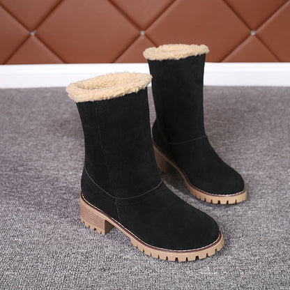 Lotte | Fluffy Ankle Boots with Thick Heel