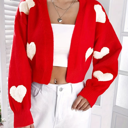 Lotte | Cardigan with Heart Pattern and Open Front