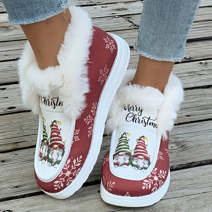 Lotte | Cheerful Christmas Print Plush-Lined Thermal Snow Boots
