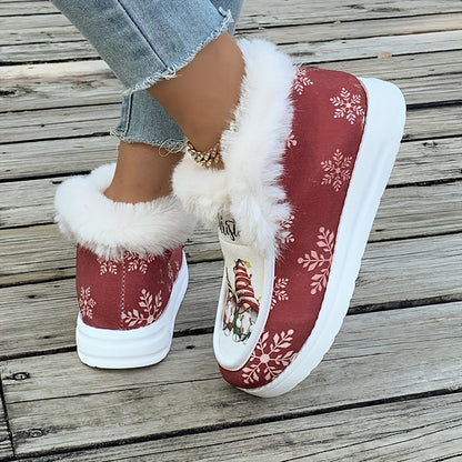 Lotte | Cheerful Christmas Print Plush-Lined Thermal Snow Boots