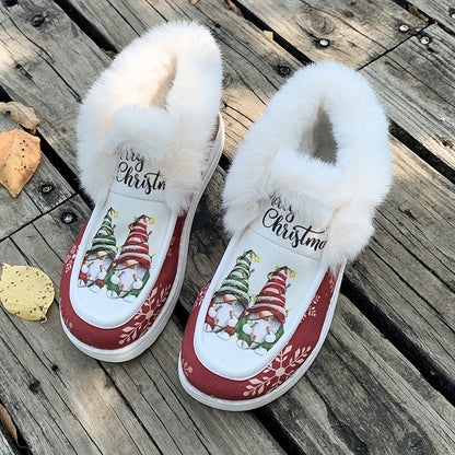Lotte | Cheerful Christmas Print Plush-Lined Thermal Snow Boots