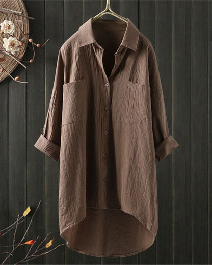 Louise | Loose-fitting plain blouse with long sleeves