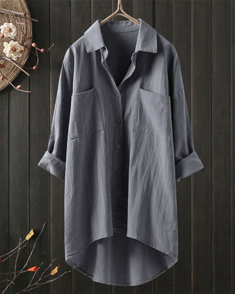 Louise | Loose-fitting plain blouse with long sleeves