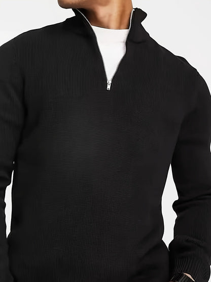 Luuk | Casual men's jumper with half zip and collar