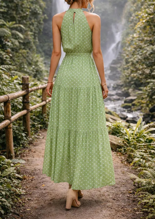 Maxi dress with polka dots