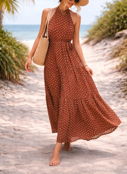 Maxi dress with polka dots