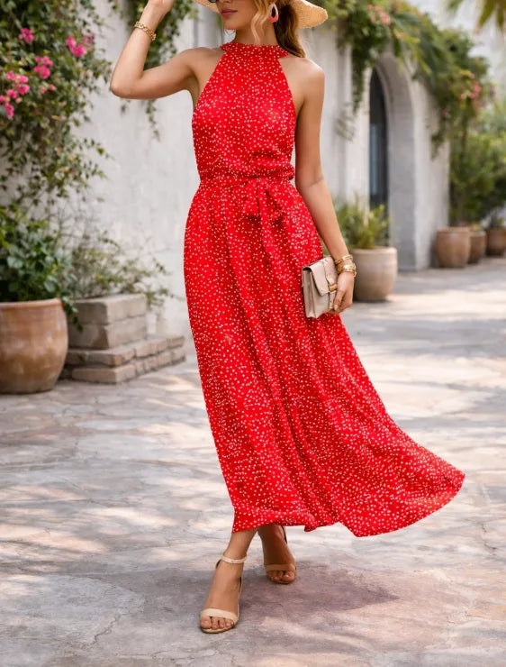 Maxi dress with polka dots