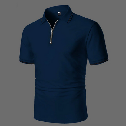 Max | White polo shirt with short sleeves and zip