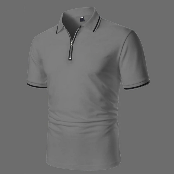 Max | White polo shirt with short sleeves and zip