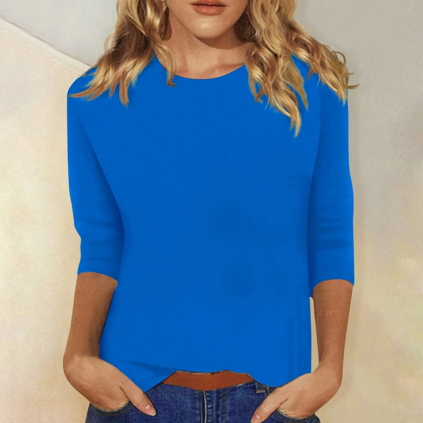 Maya | Plain Coloured Ladies' T-Shirt with Round Neck and Long Sleeves