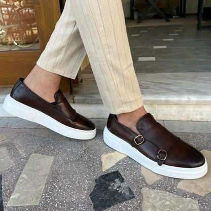 Morris | Modern leather loafers with buckle for men