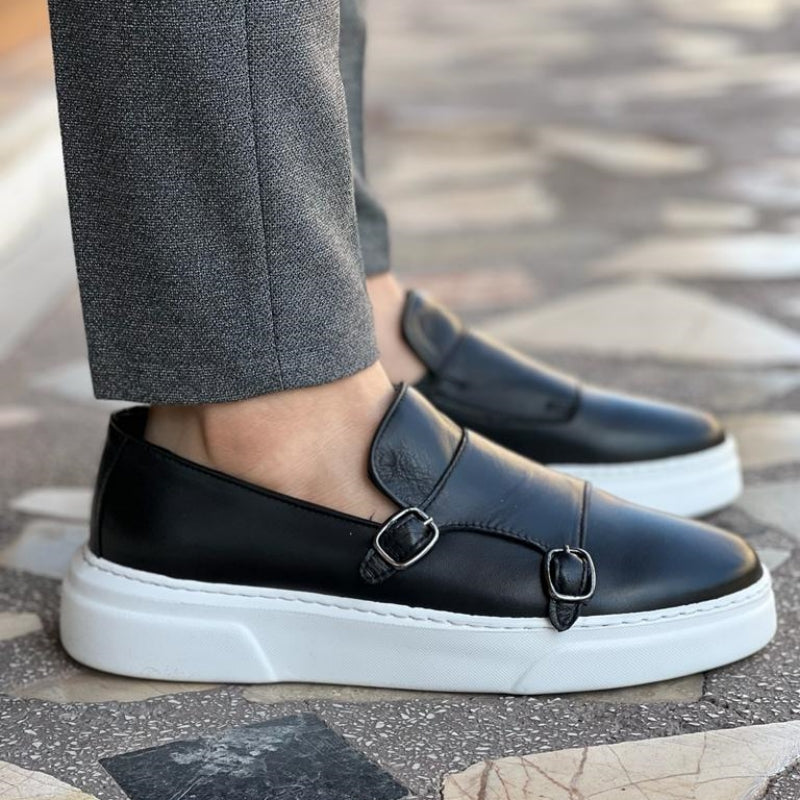 Morris | Modern leather loafers with buckle for men