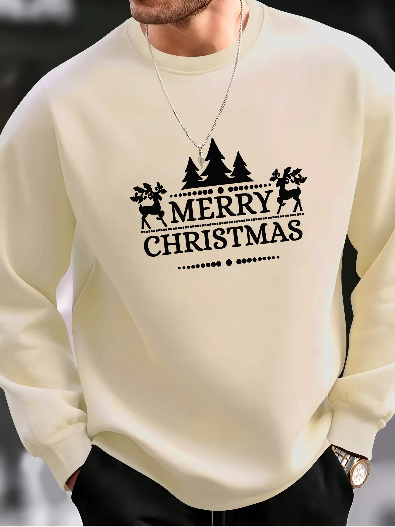 Niels | Men's Casual Christmas Jumper with Merry Christmas Print