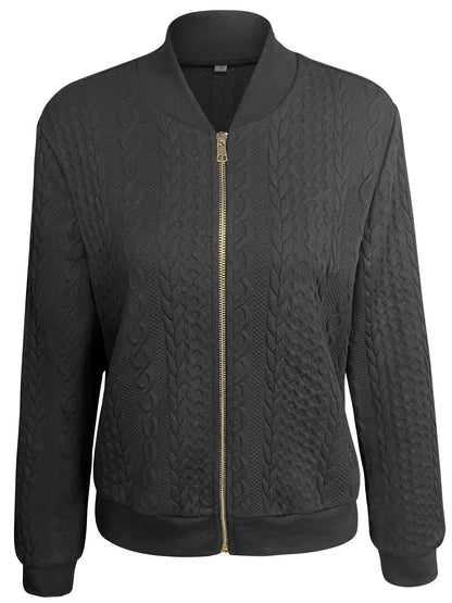 Nina | Casual bomber jacket with texture and zip fastening